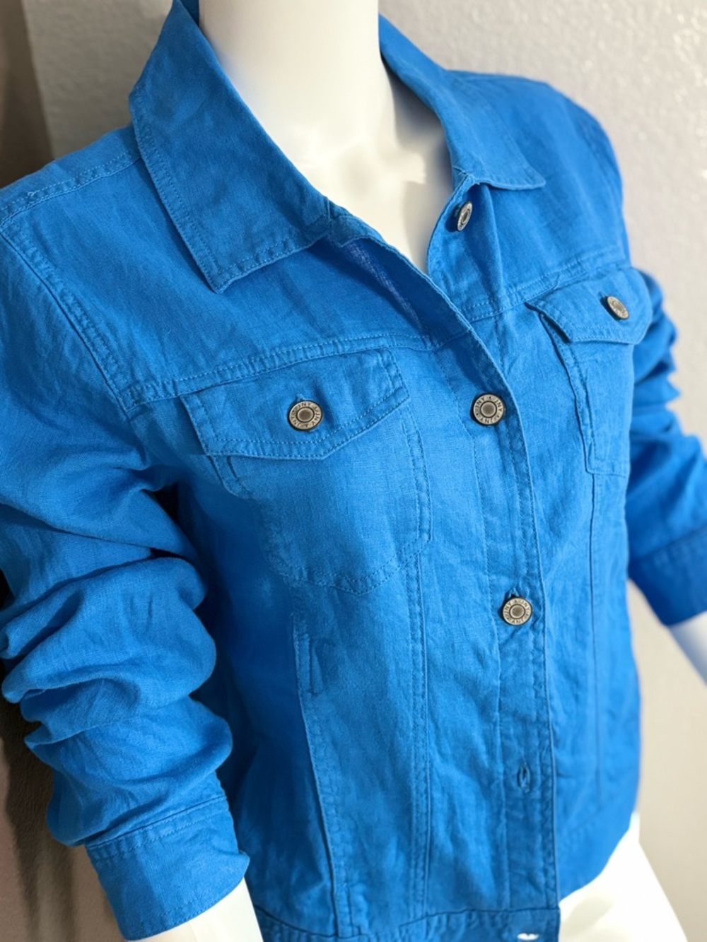Jones New York Bright Blue Linen Jacket - Picture 2 of 4